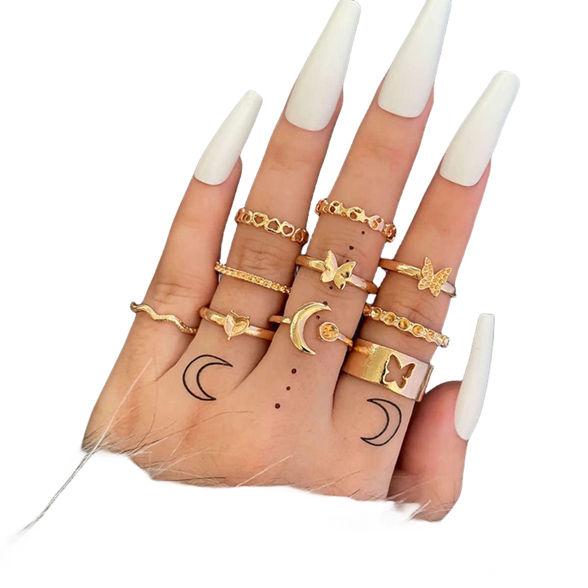 10PCS Alloy Stackable Knuckle Set Rings for Women Girls SR0129