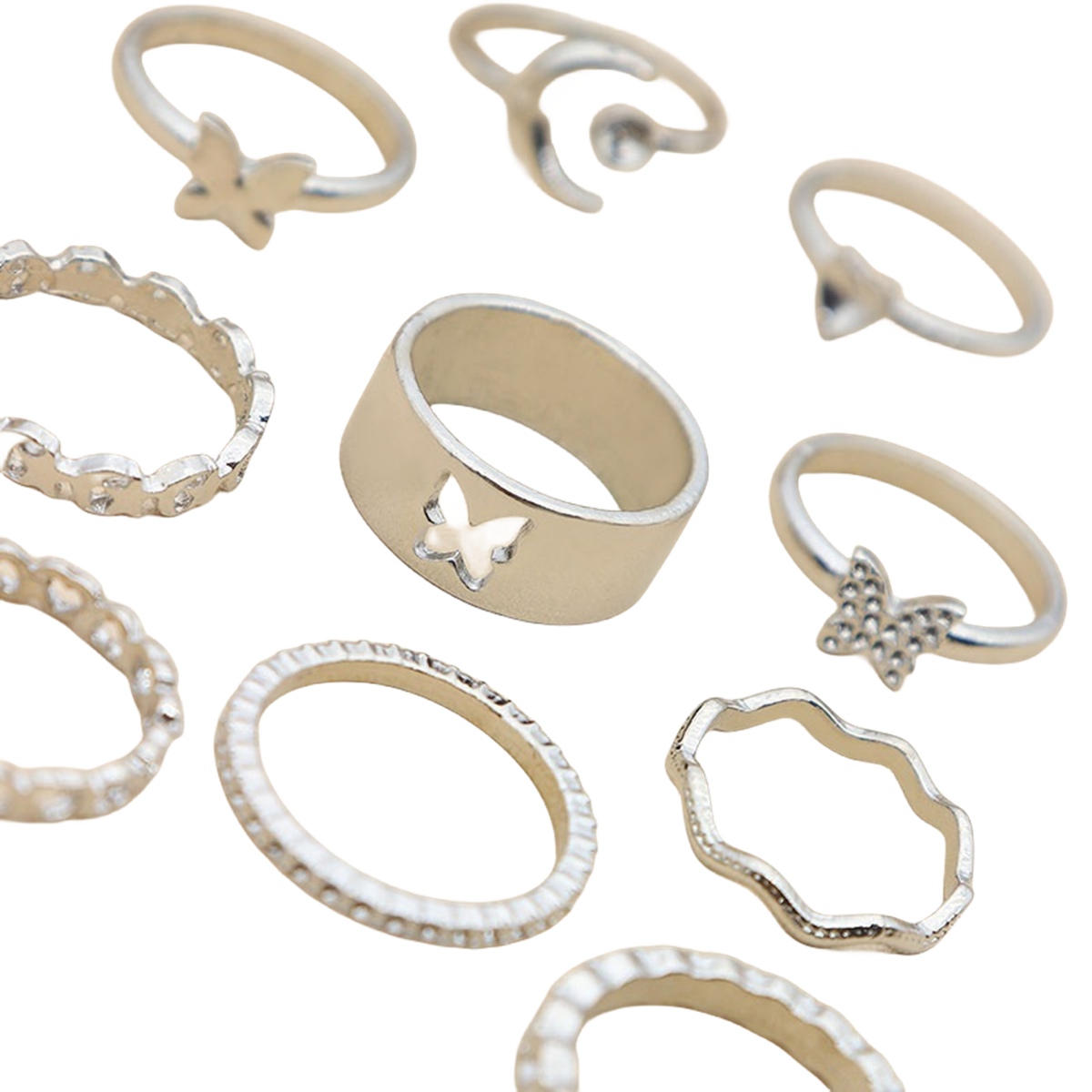 10PCS Alloy Stackable Knuckle Set Rings for Women Girls SR0129