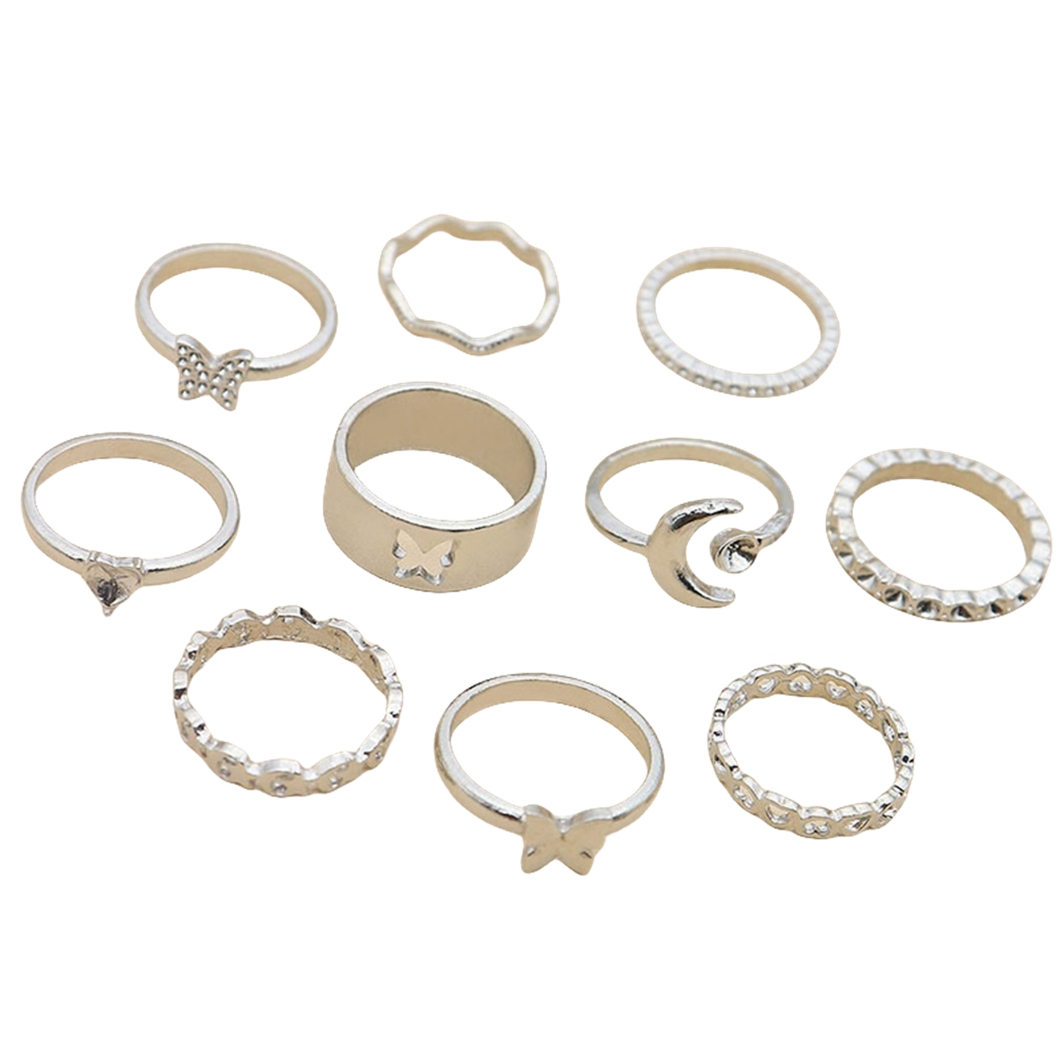 10PCS Alloy Stackable Knuckle Set Rings for Women Girls SR0129