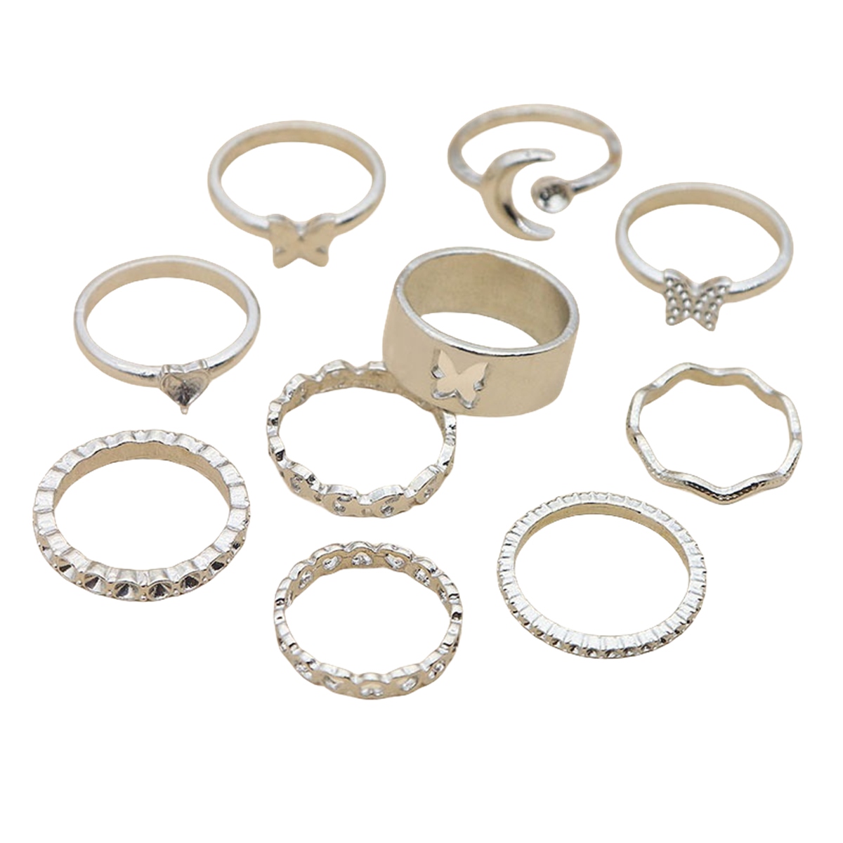 10PCS Alloy Stackable Knuckle Set Rings for Women Girls SR0129