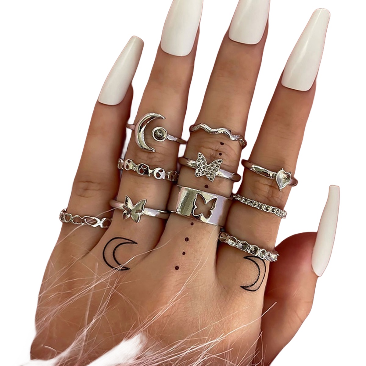 10PCS Alloy Stackable Knuckle Set Rings for Women Girls SR0129