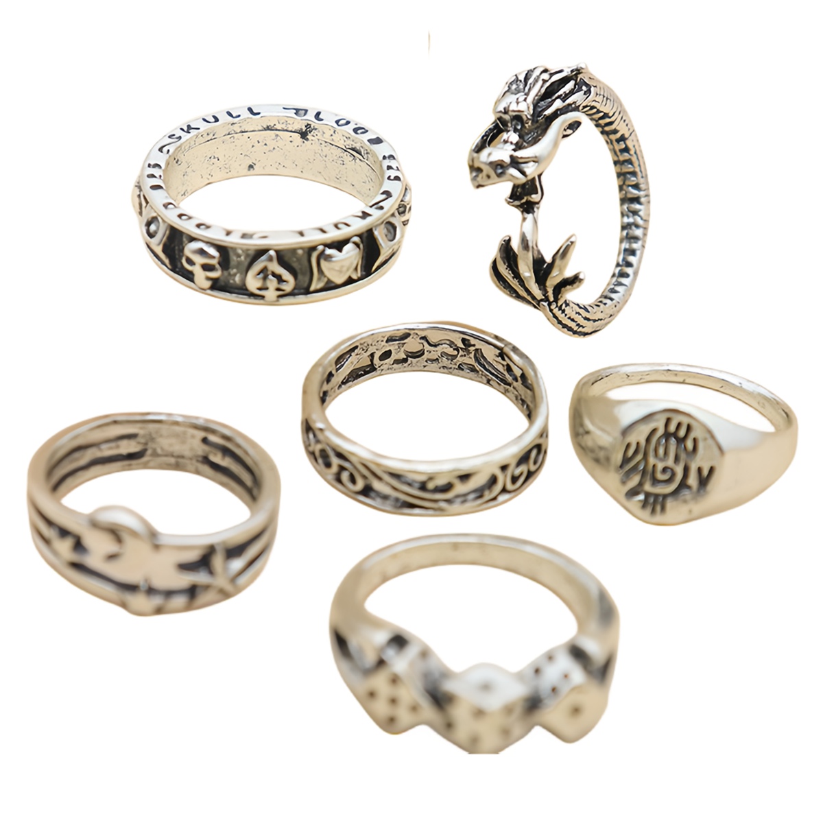 6PCS Alloy Stackable Knuckle Set Rings for Women Girls SR0130