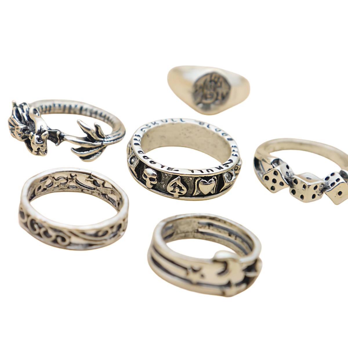 6PCS Alloy Stackable Knuckle Set Rings for Women Girls SR0130