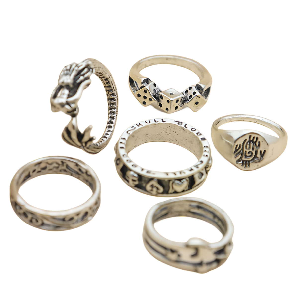 6PCS Alloy Stackable Knuckle Set Rings for Women Girls SR0130