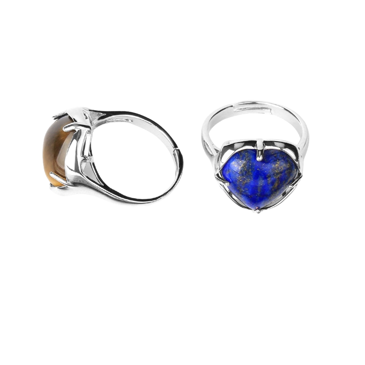 Silver Heart Stone Rings for Women Men Adjustable  SR0141S