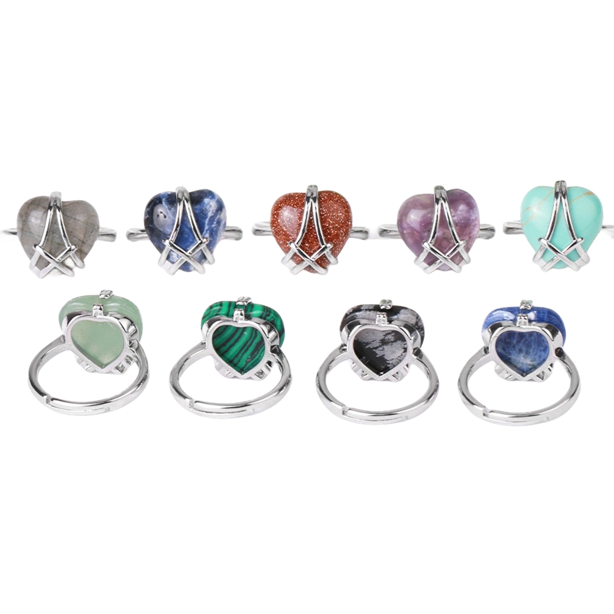 Silver Barbie Castle Heart Stone Rings for Women Men Adjustable  SR0143S