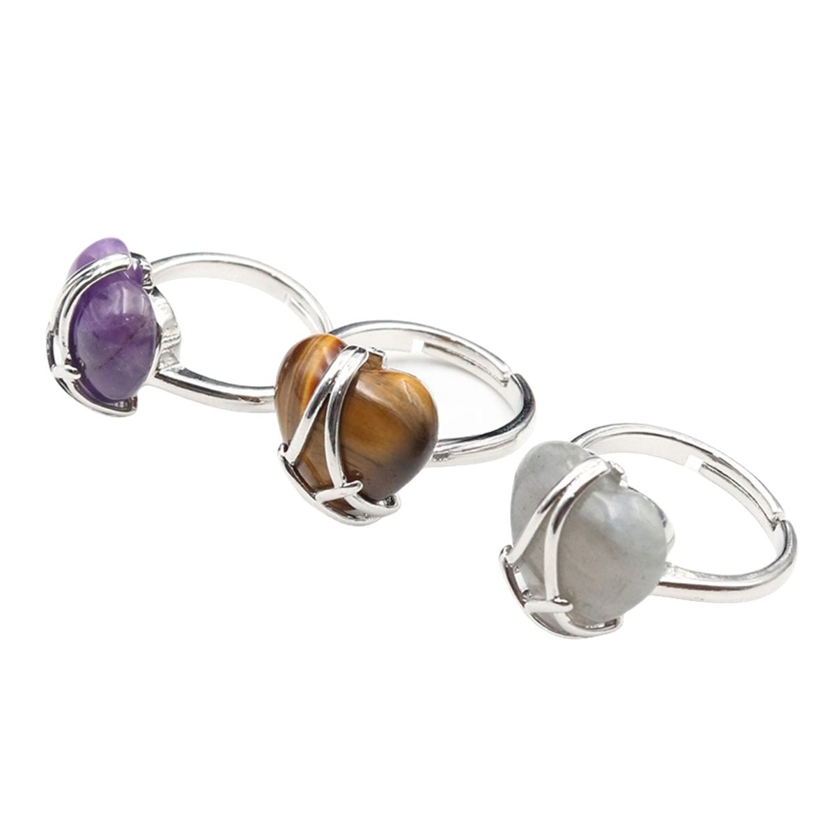 Silver Barbie Castle Heart Stone Rings for Women Men Adjustable  SR0143S