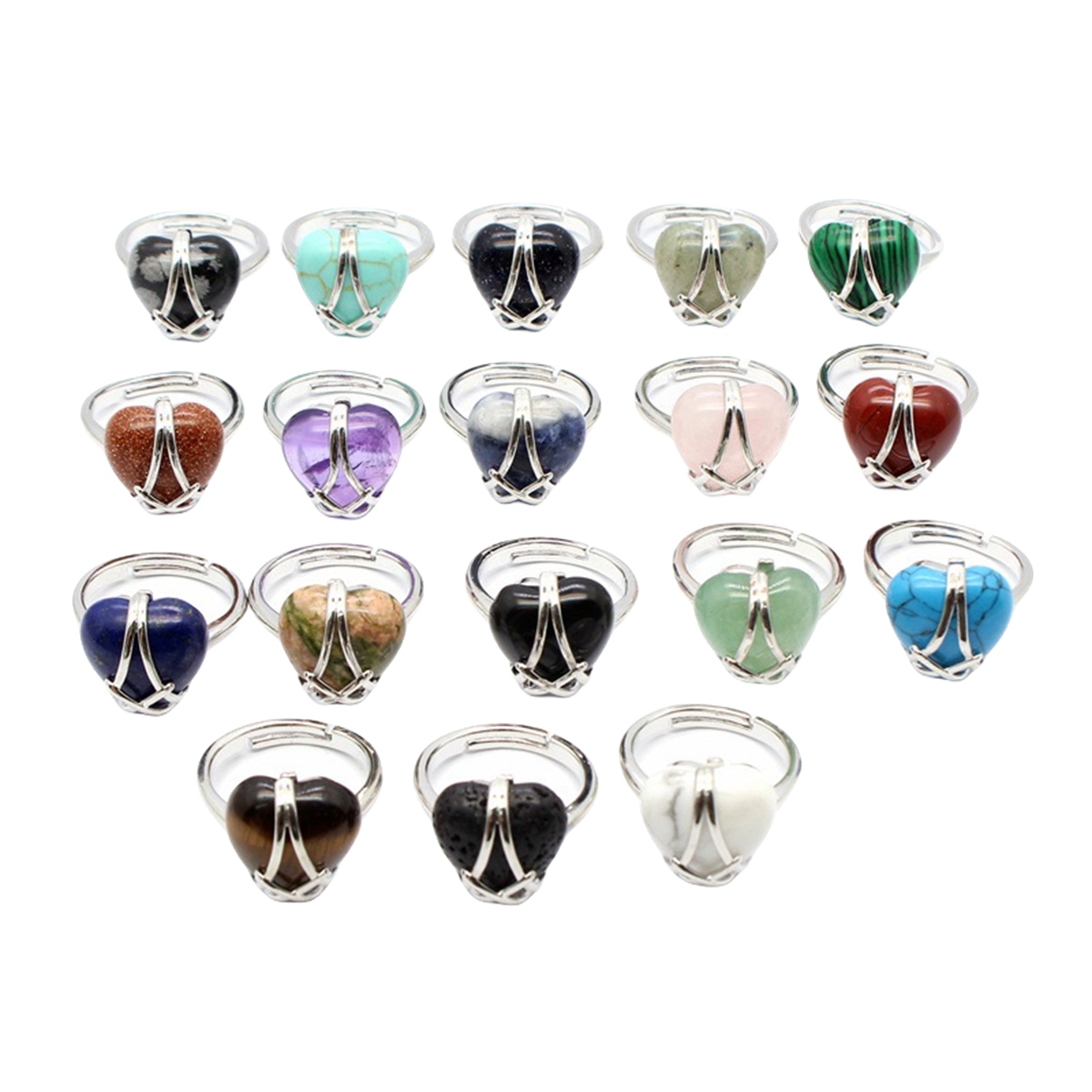 Silver Barbie Castle Heart Stone Rings for Women Men Adjustable  SR0143S