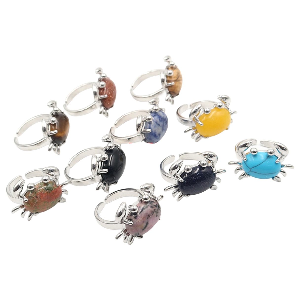 Silver Crab Stone Rings for Women Men Adjustable SR0146S