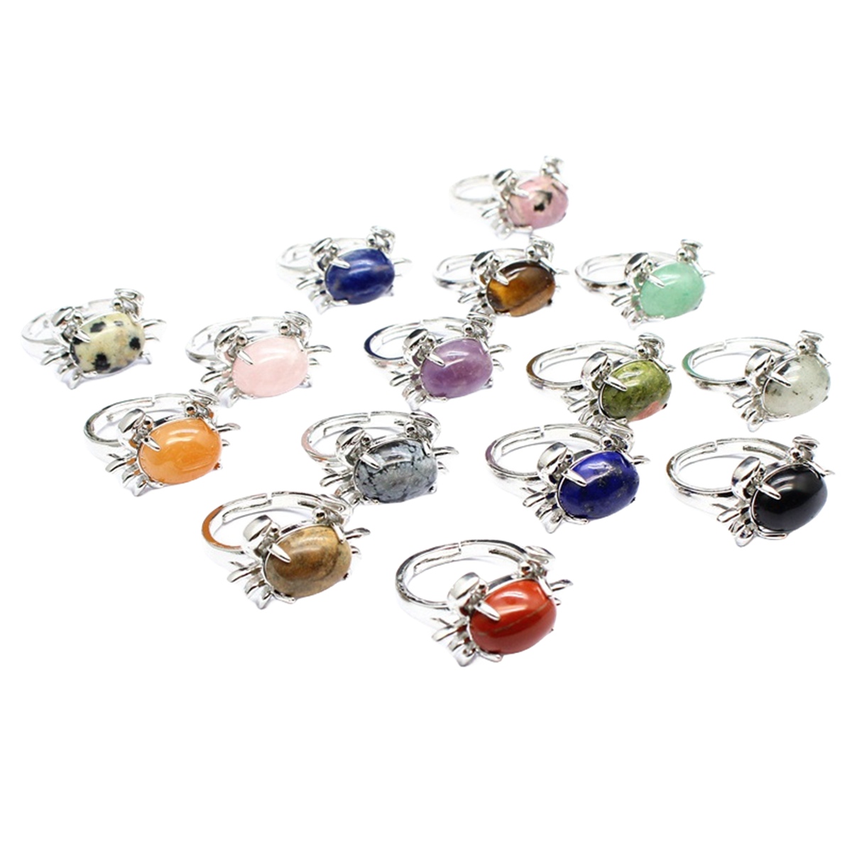 Silver Crab Stone Rings for Women Men Adjustable  SR0146S