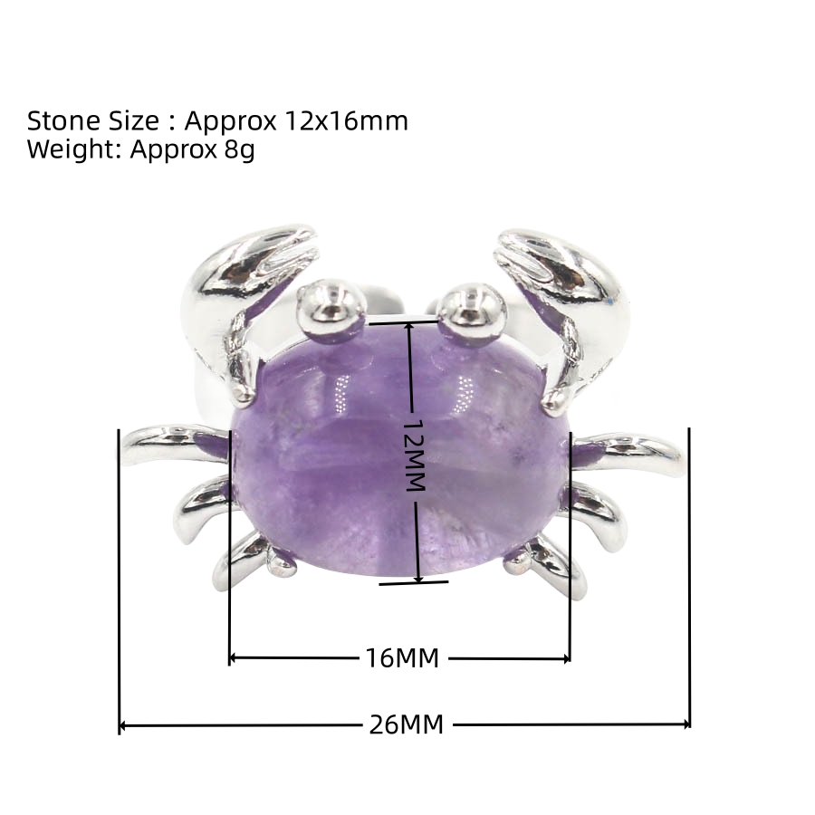 Silver Crab Stone Rings for Women Men Adjustable SR0146S