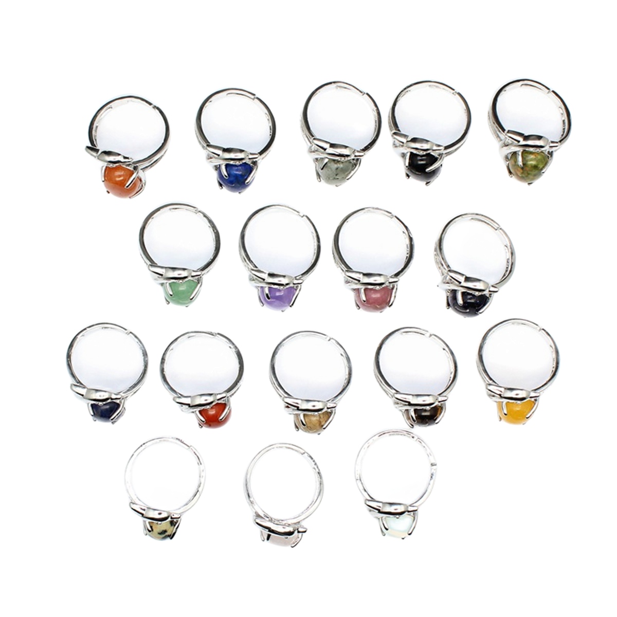 Silver Dolphin Stone Rings for Women Men Adjustable  SR0150S 10MM Gemstone CAB