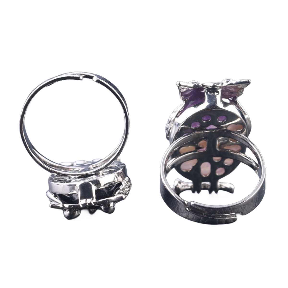 Silver Owl Stone Rings for Women Men Adjustable  SR0151S
