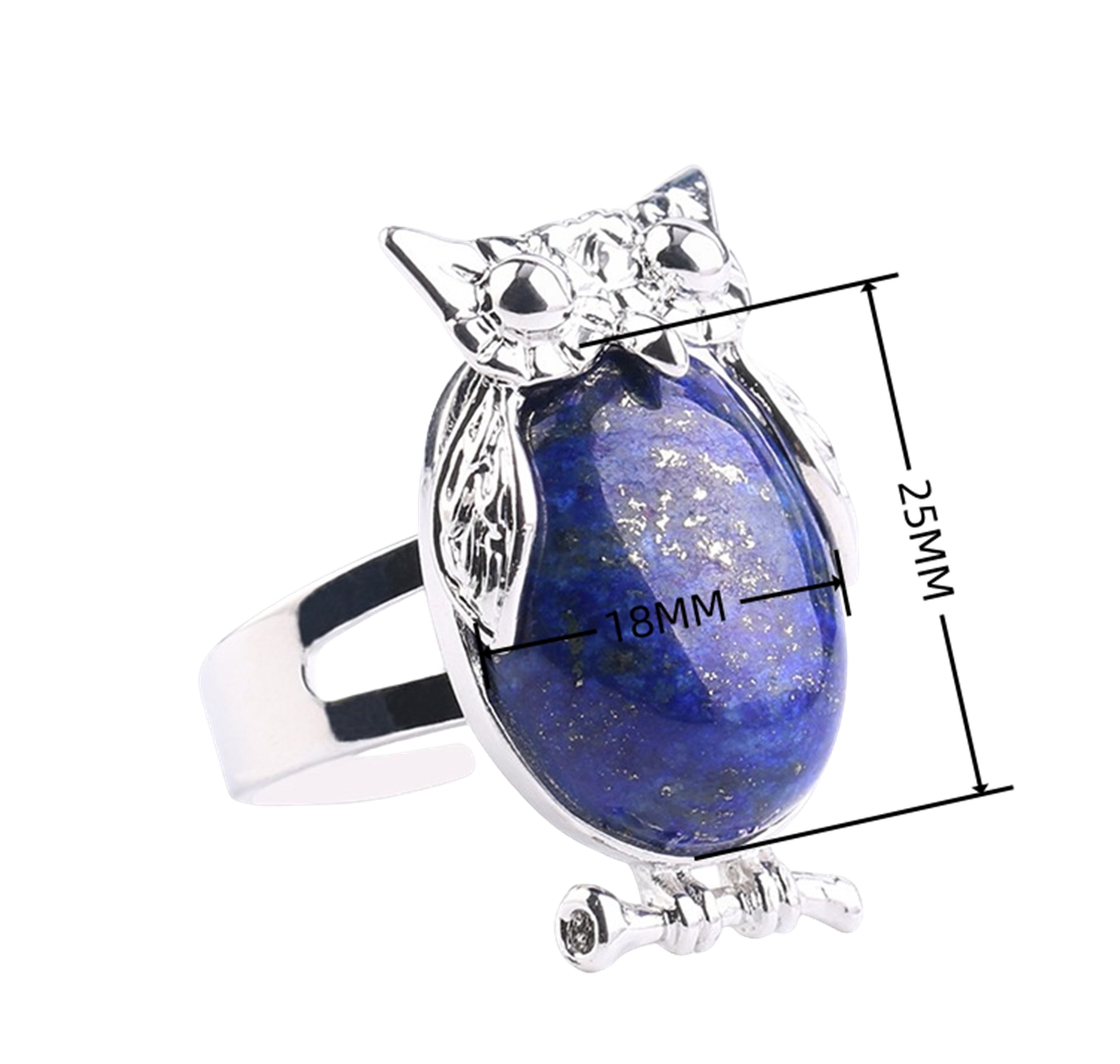 Silver Owl Stone Rings for Women Men Adjustable SR0151S