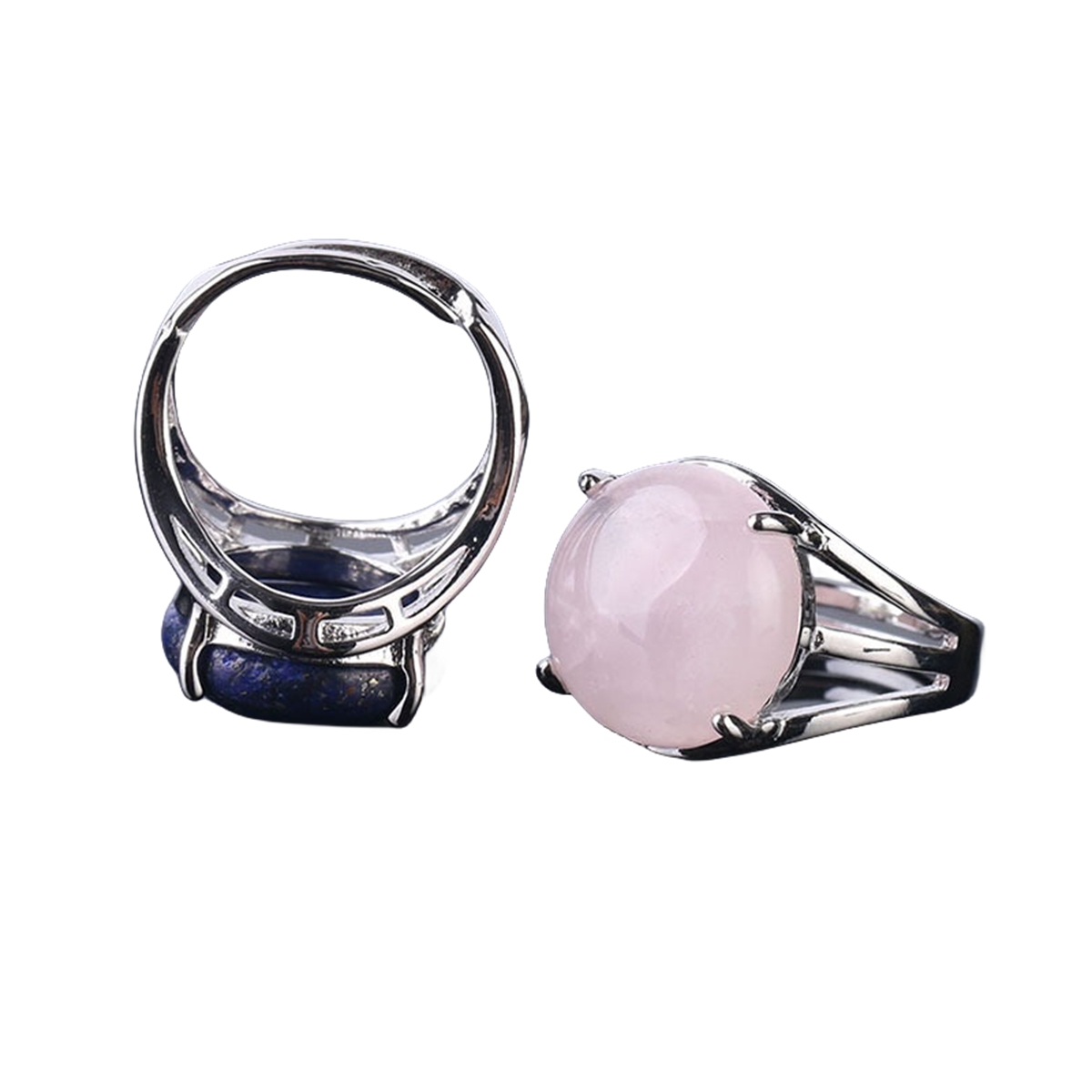 Silver 16MM CAB Stone Rings for Women Men Adjustable  SR0152S