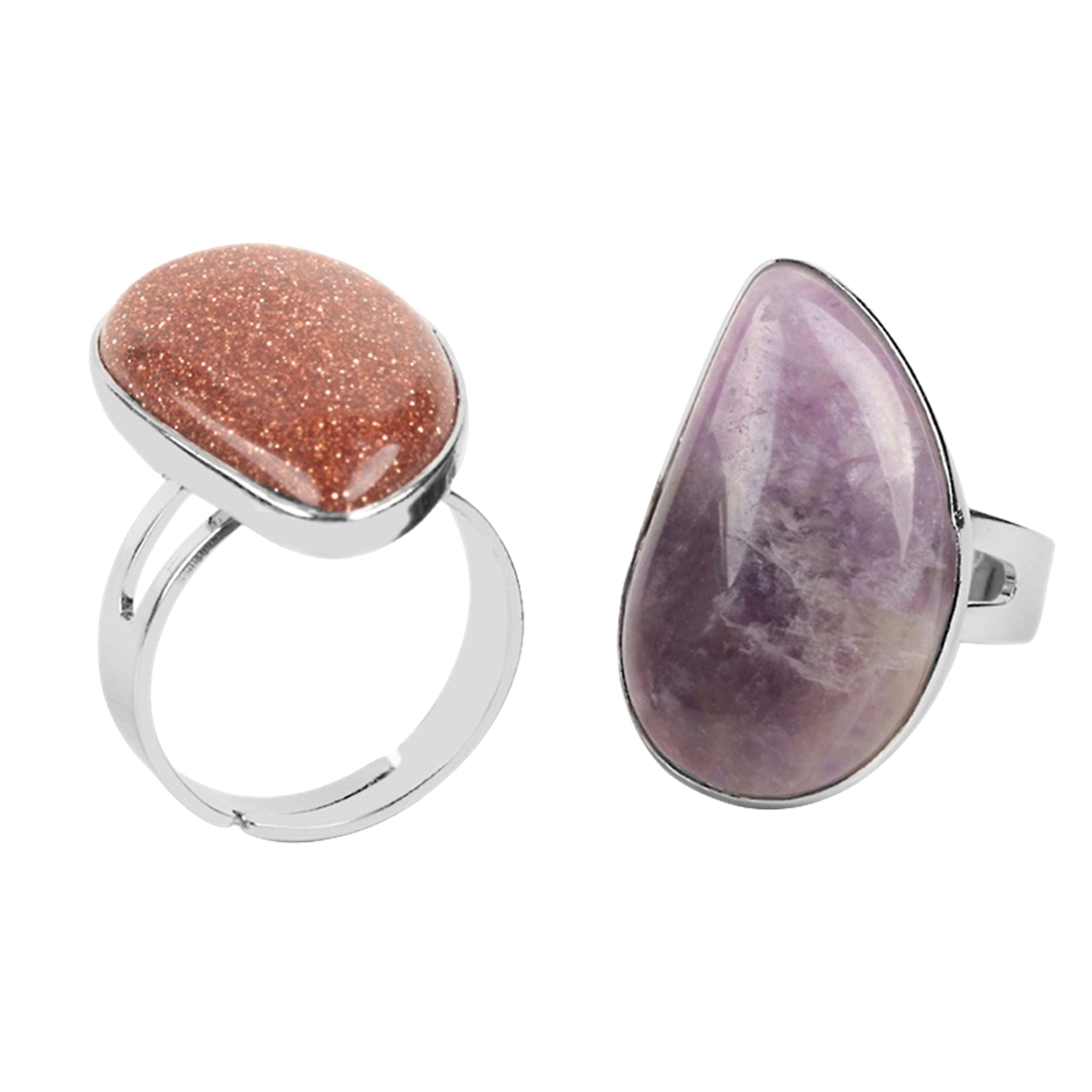 Natural Stone Rings Teardrop Gemstone Jewelry For Women Anniversary Birthday Wedding Gift