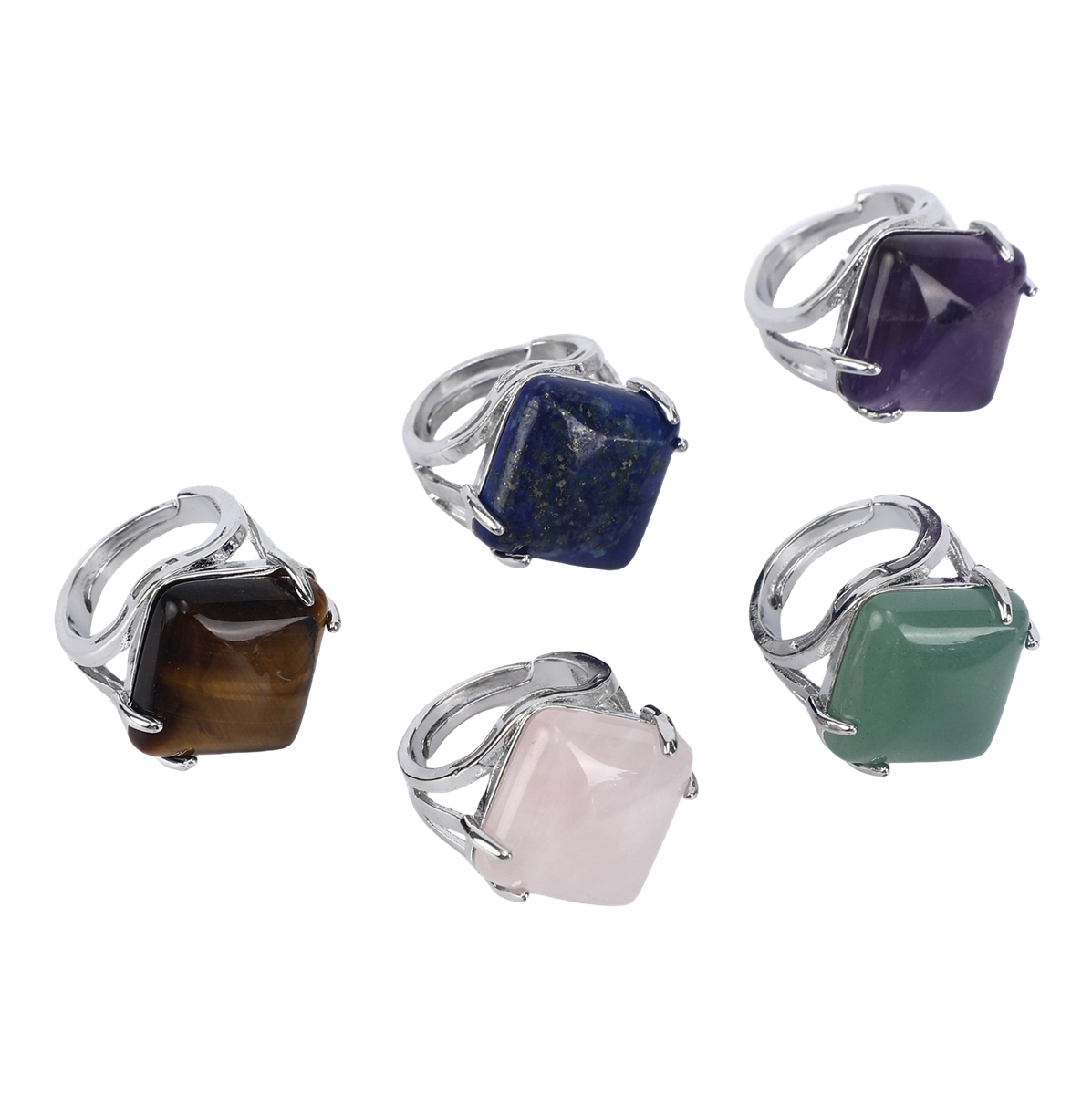 Square Gemstone Ring for Women Girls Natural 16MM Cube Crystal Handmade Womens Statement Ring SR0164S