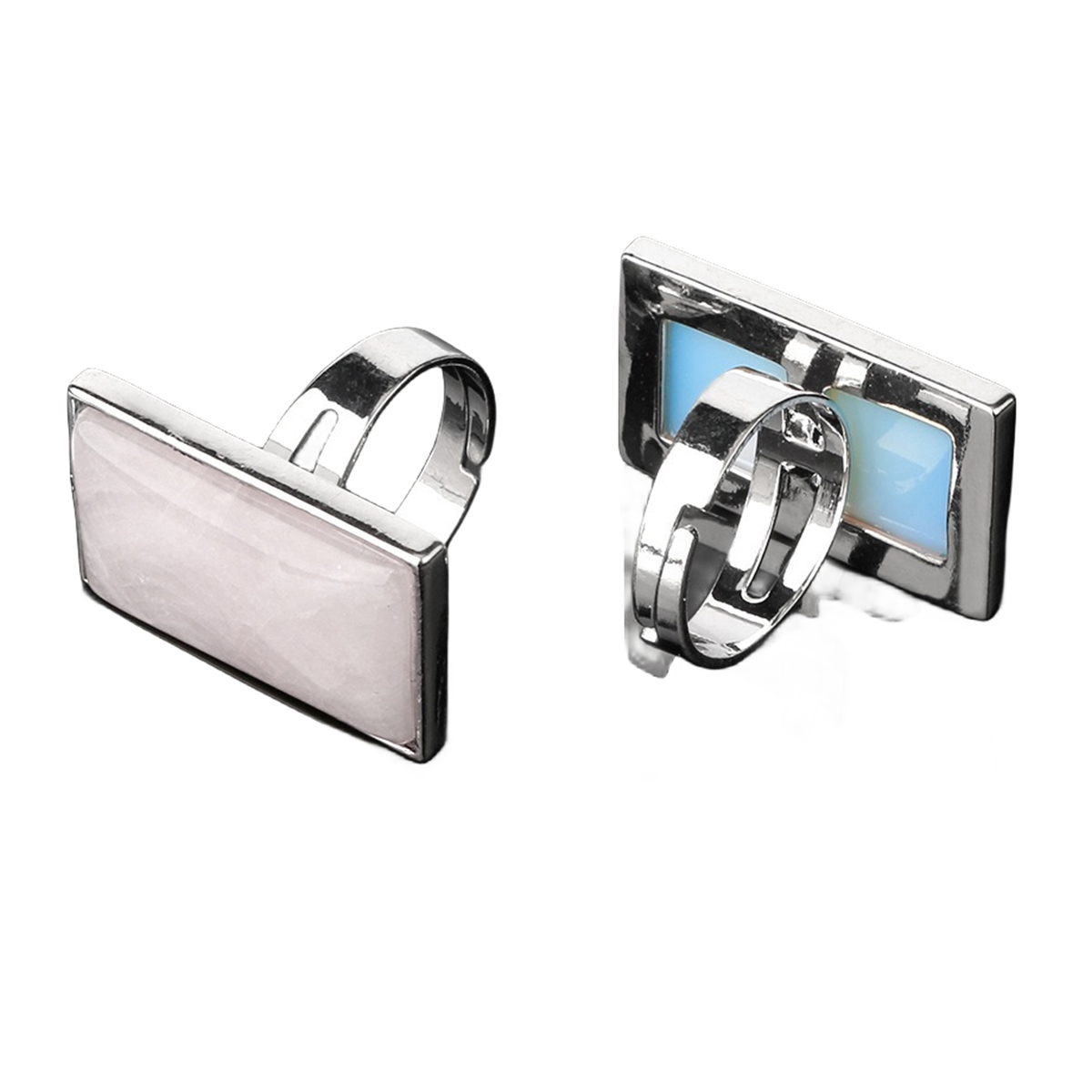 Rectangle Gemstone Rings for Women Girls 18x30mm Cuboid Crystal Womens Statement Ring SR0164S