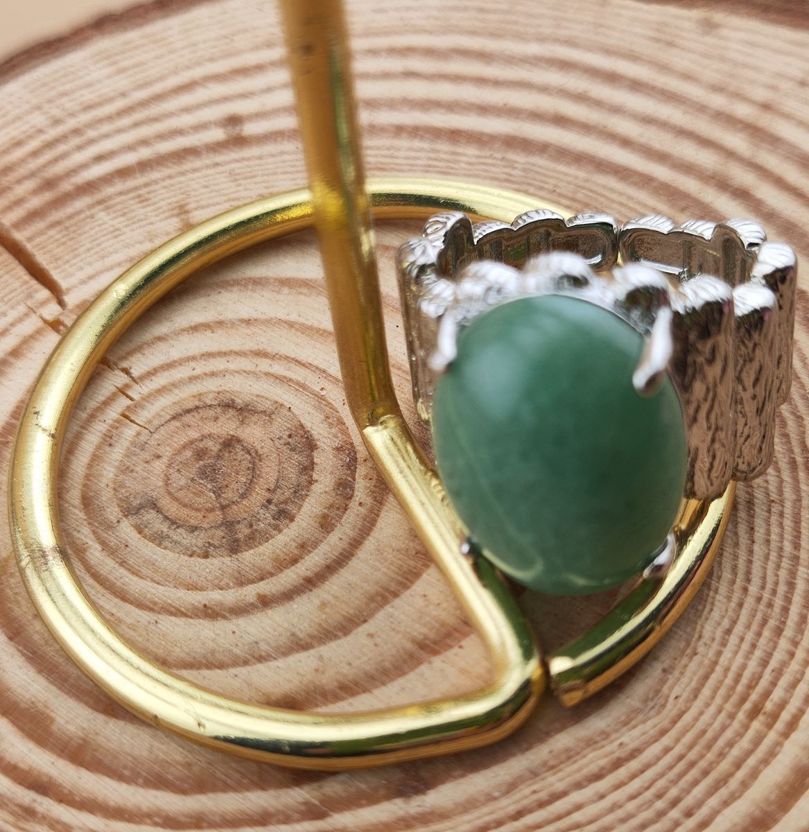 Silver Stone Rings for Women Men Adjustable 13x18MM Horse Eye Gemstone CAB SR0177S