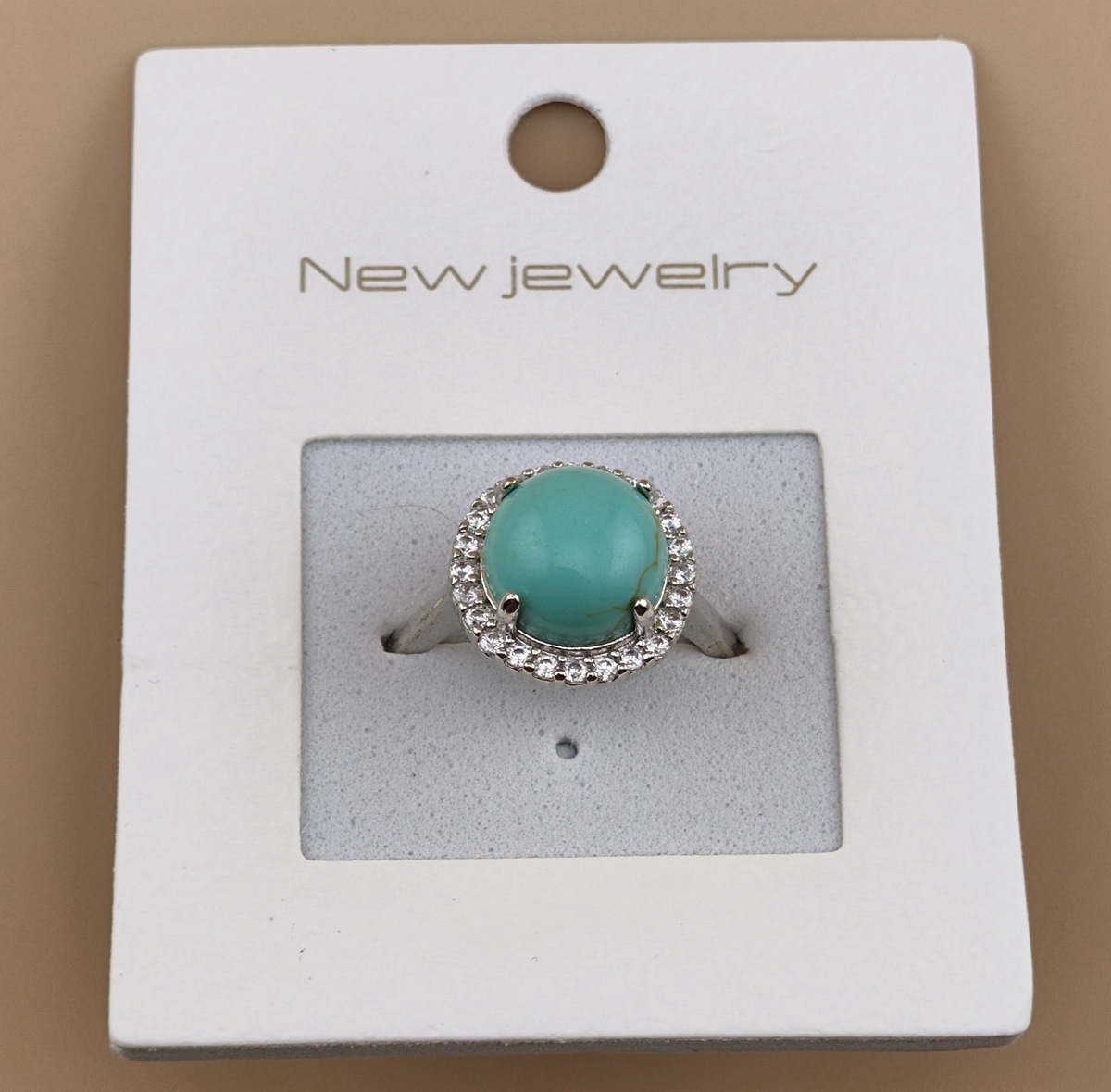 Silver Stone Rings for Women Girl Adjustable 10MM Gemstone Cabochons CZ Rhinestone Rings SR0179S