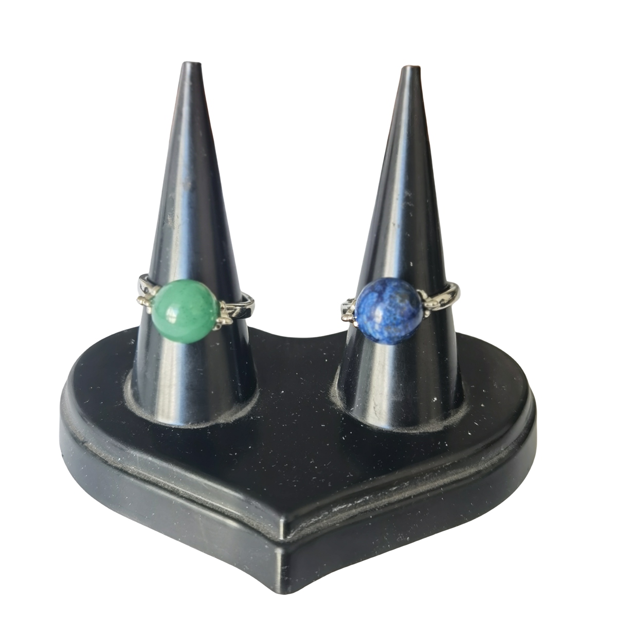 Silver Women 10MM Stone Balls Rings Adjustable SR0190S