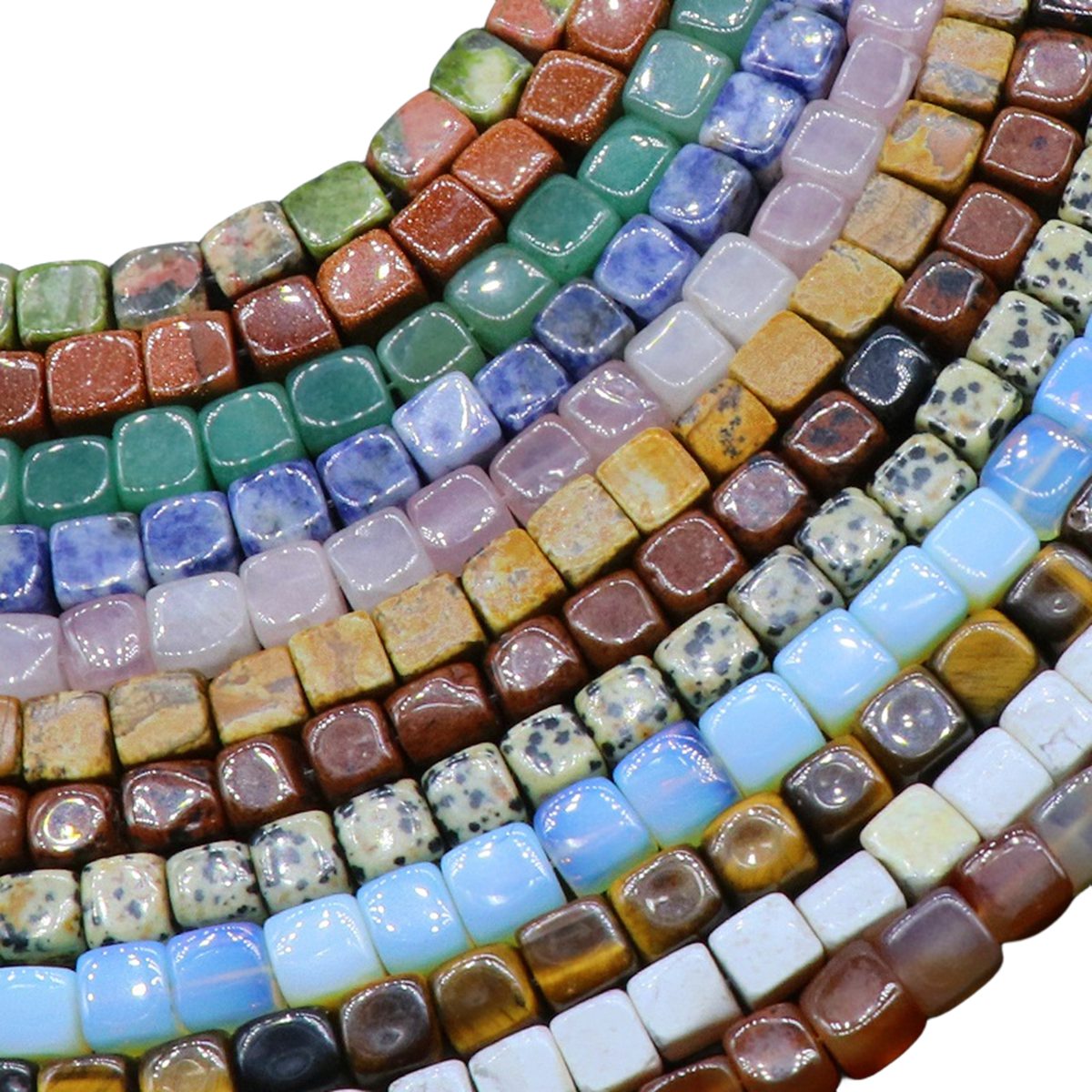 10X10MM Loose Natural Gemstone Cube Beads for Making Jewelry  (Approx 38PCS/Strand)