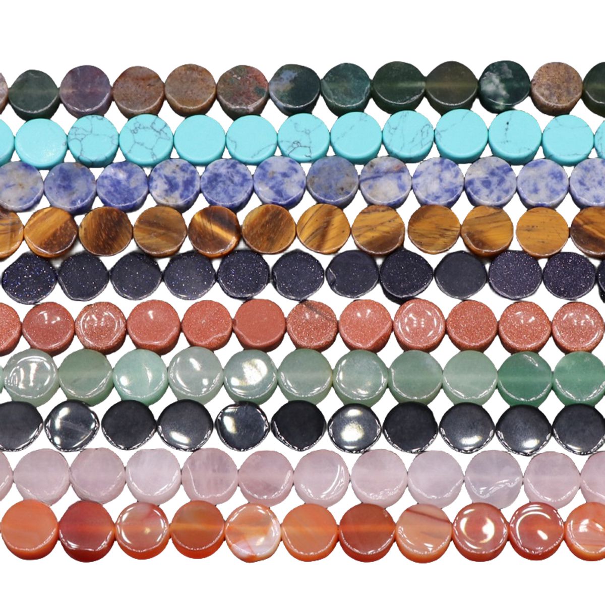 D10X5MM Flat Disc Gemstone Beads for Making Jewelry  Dount & Coin Stone & Crystal