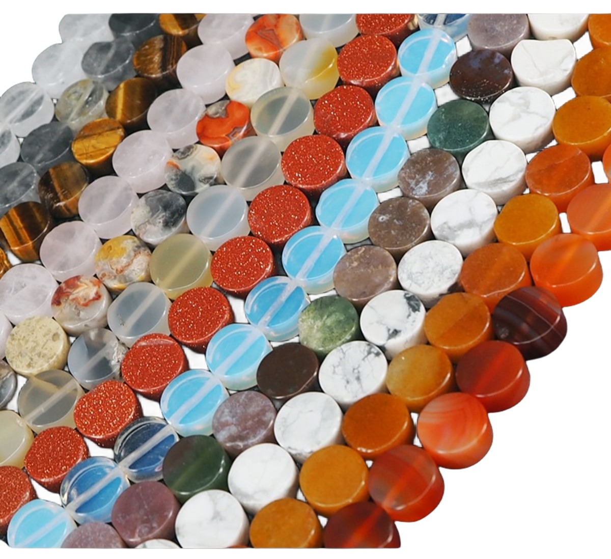D10X5MM Flat Disc Gemstone Beads for Making Jewelry  Dount & Coin Stone & Crystal
