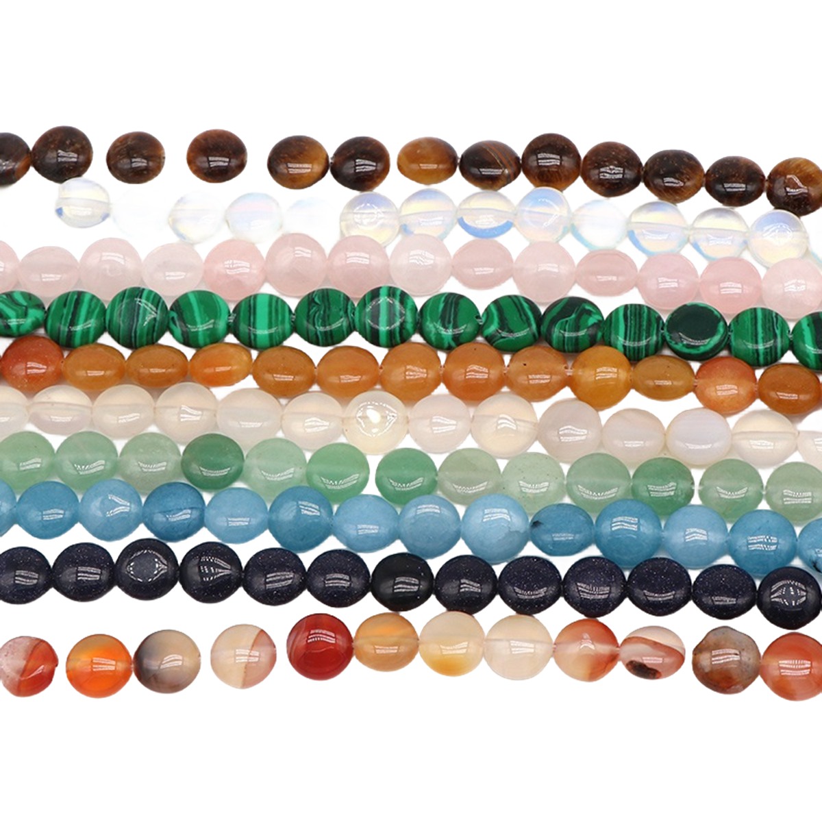 D10X6MM Gemstone Disc Beads for Making Jewelry  Dount & Coin Stone & Crystal