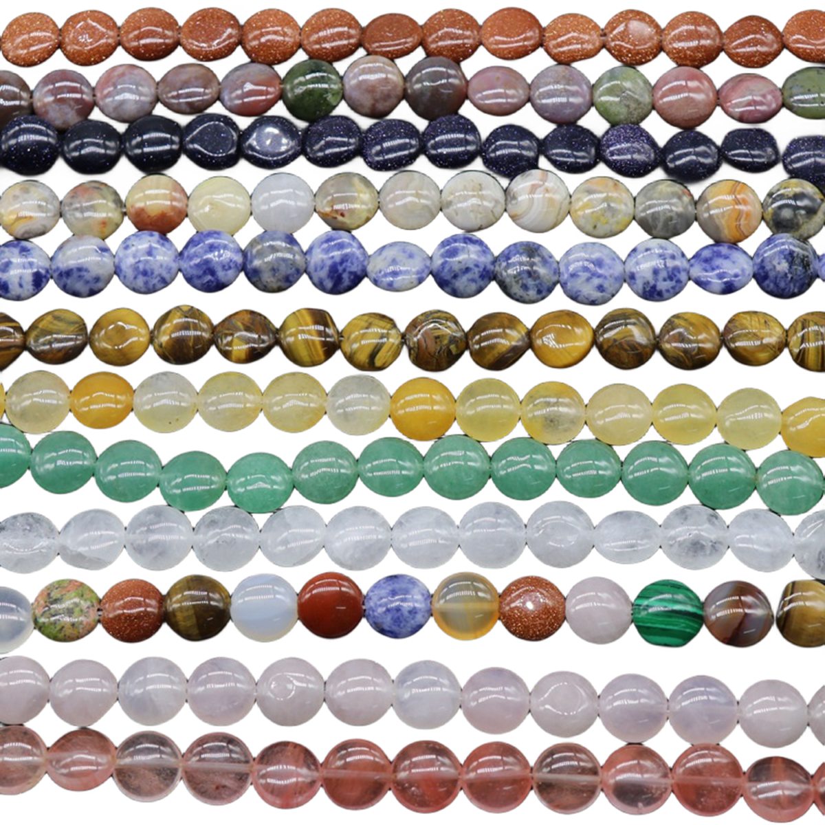 D12X6MM Gemstone Coin Beads for Making Jewelry Natural Stone & Crystal Donut