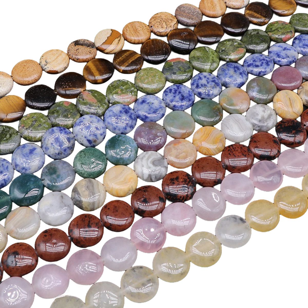 D16X6MM Gemstone Coin Beads for Making Jewelry Natural Stone & Crystal Donut