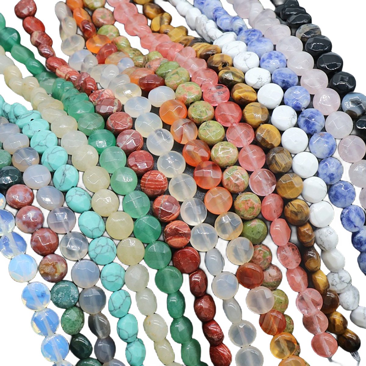 D8X5MM Faceted Round Coin Gemstone Beads for Making Jewelry Natural Stone & Crystal Donut