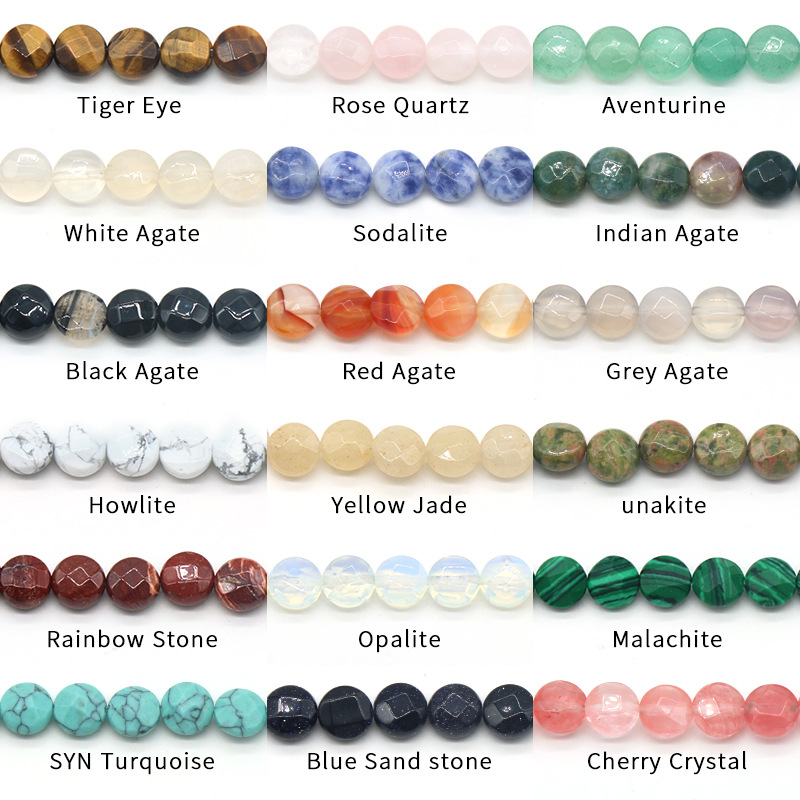 D8X5MM Faceted Round Coin Gemstone Beads for Making Jewelry Natural Stone & Crystal Donut