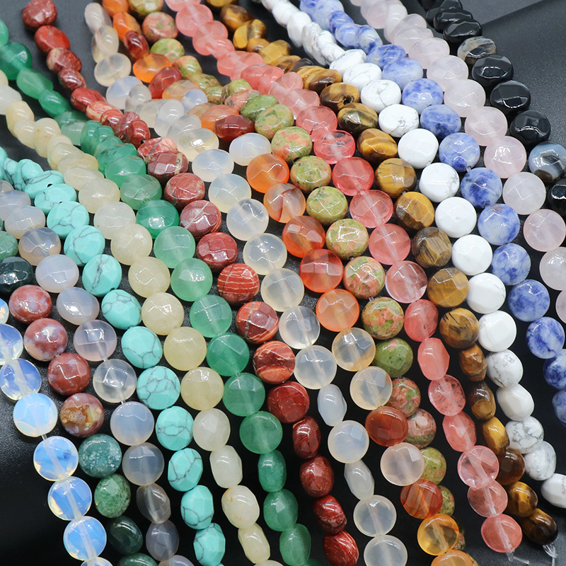 D8X5MM Faceted Round Coin Gemstone Beads for Making Jewelry Natural Stone & Crystal Donut