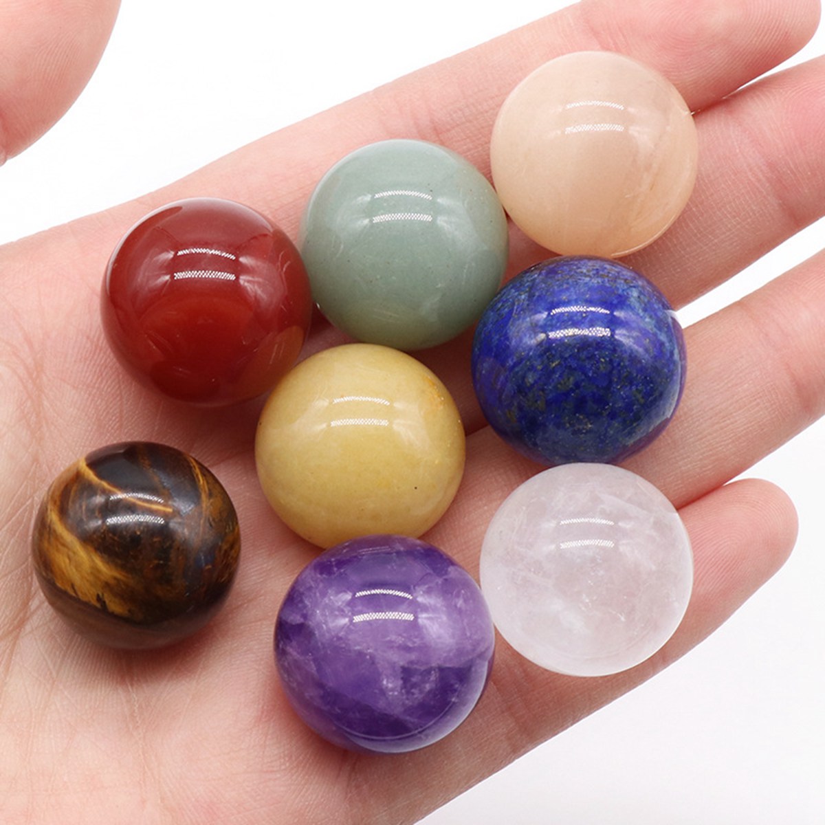 20mm Natural Gemstone Polished Sphere Healing Crystal Rocks Ball Mineral Collection Decoration Kit
