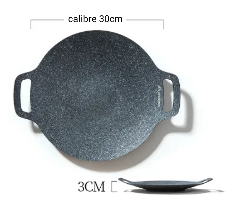 Outdoor camping frying pan, barbecue pan, Korean style barbecue pan, cassette furnace barbecue pan, iron plate barbecue meat pot, household use Maifan Stone