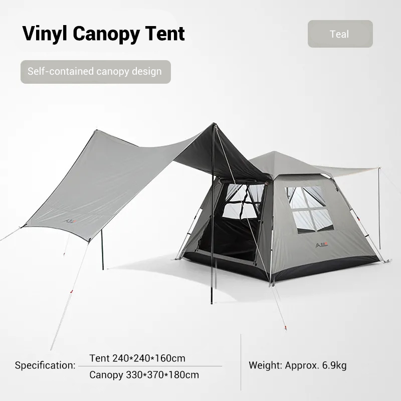 Fully automatic tent, black rubber canopy, integrated outdoor convenient camping, rain proof, outdoor camping overnight equipment, complete set