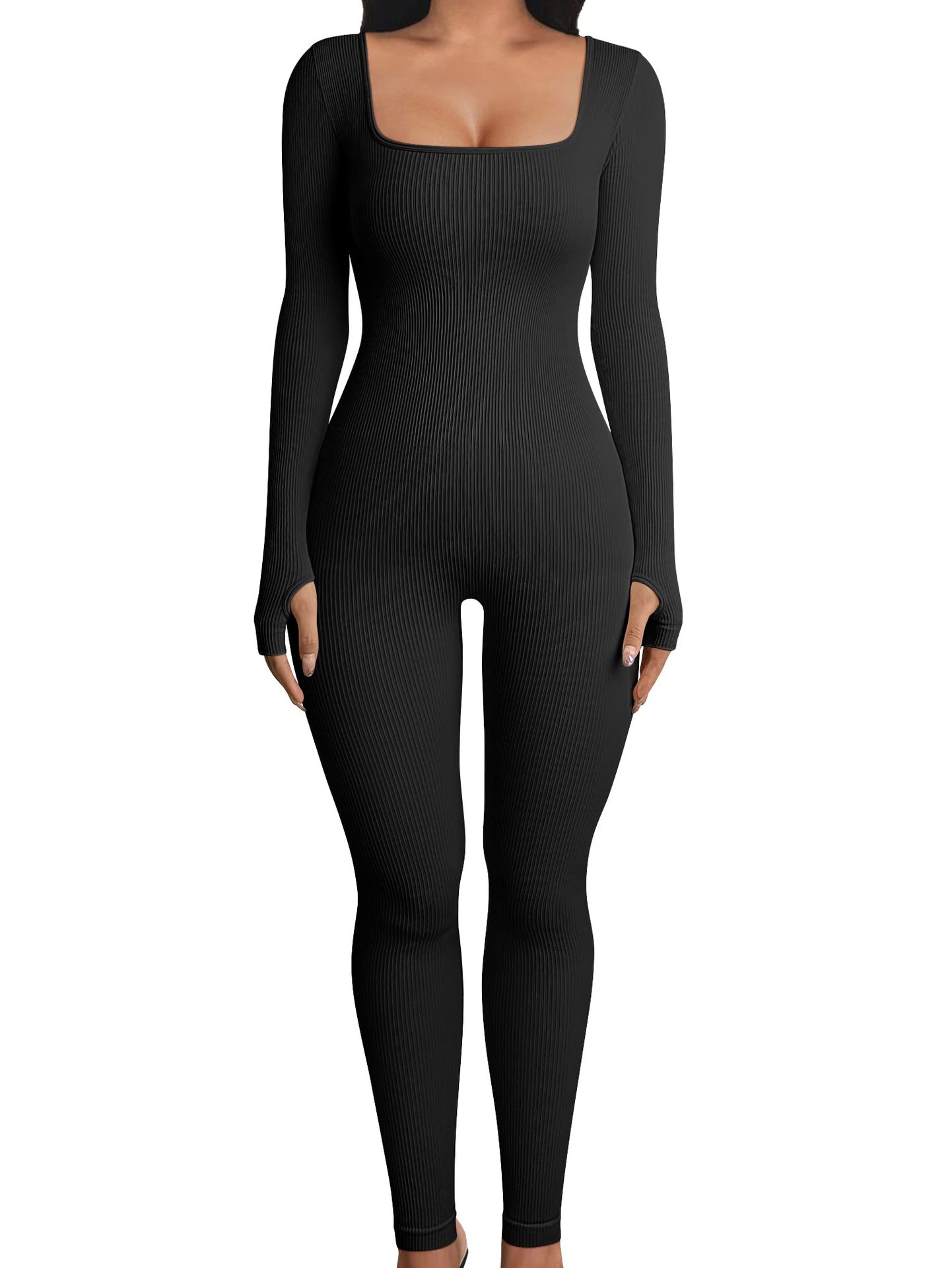 One Piece Long Yoga Dress Female Thread Seamless Outdoor Sports One Piece Dress Shaping, Hip Lifting, Square Neck One Piece Dress