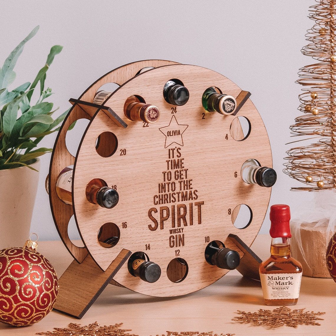 Christmas Countdown Wine Rack Wooden Decoration Craft Decoration