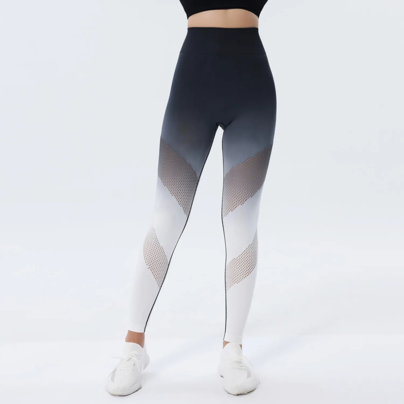 Seamless hanging dyeing hollow out yoga suit, high waisted women's fitness pants, slim fitting peach buttocks and leggings