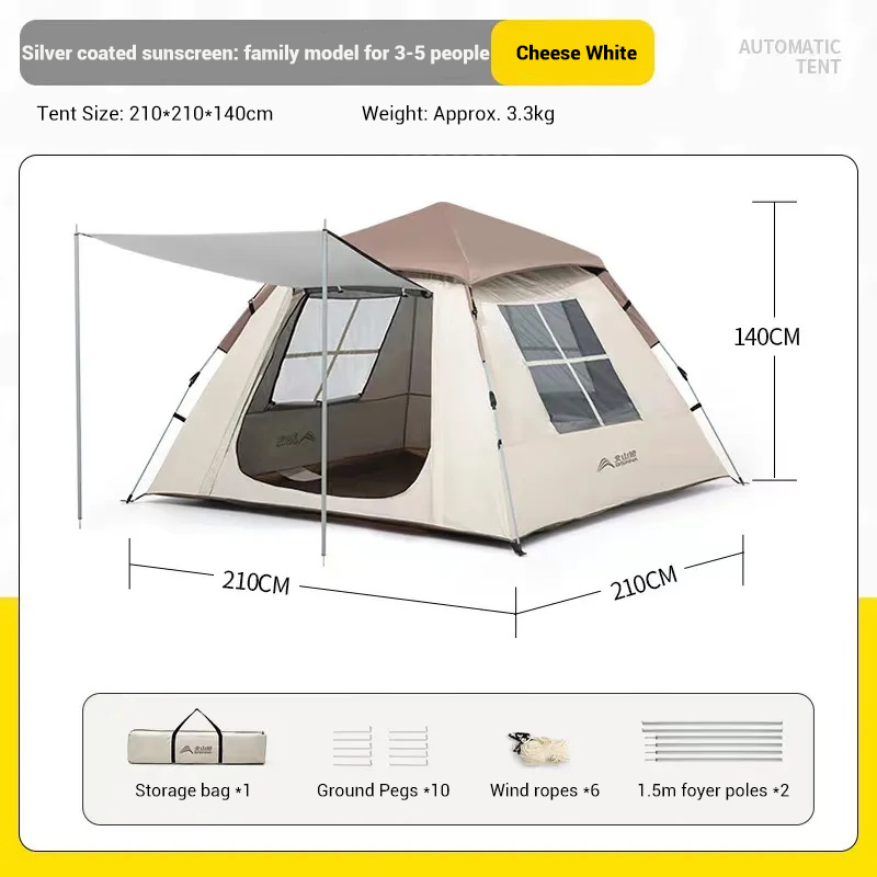 Tent Outdoor Portable Folding Fully Automatic Park Camping Outdoor Camping Equipment Rainproof Thickened Black Gel Sun Protection