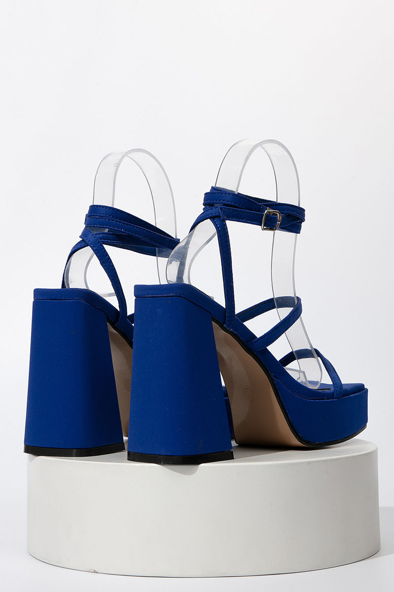 Buckle Straps Platform Block High Heel Shoes