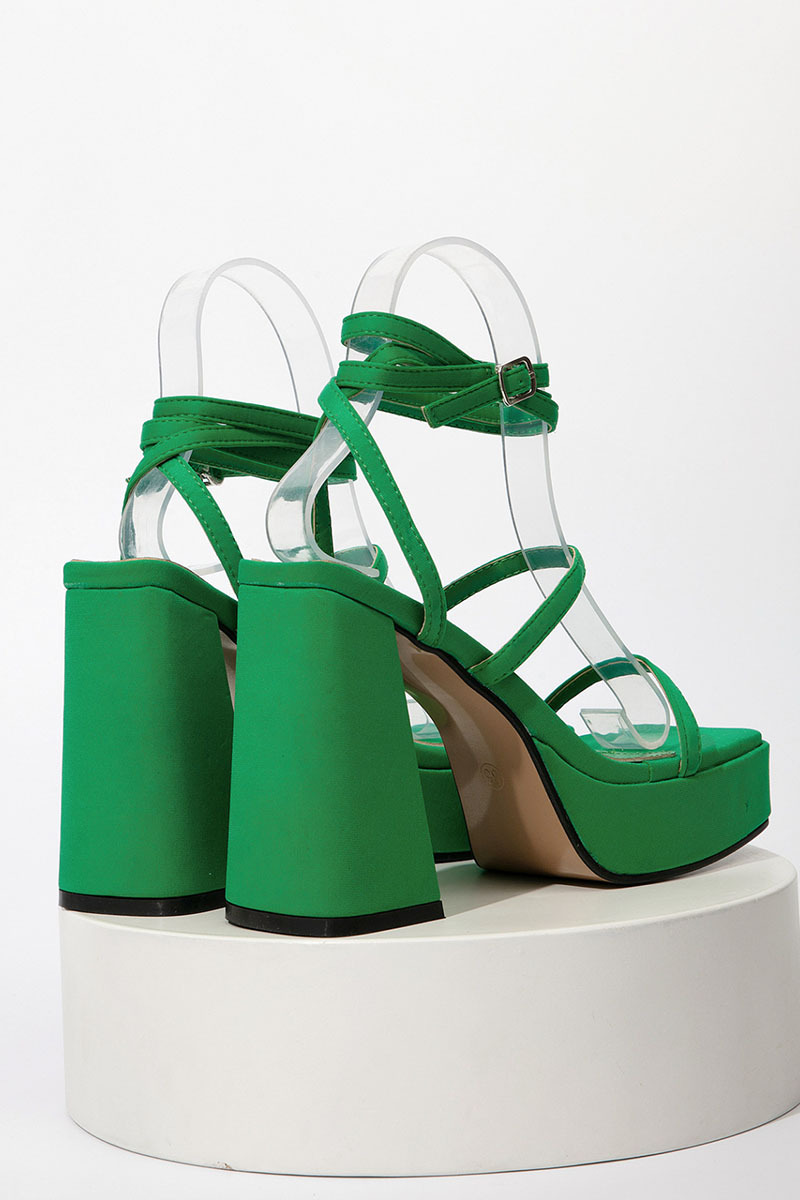 Buckle Straps Platform Block High Heel Shoes