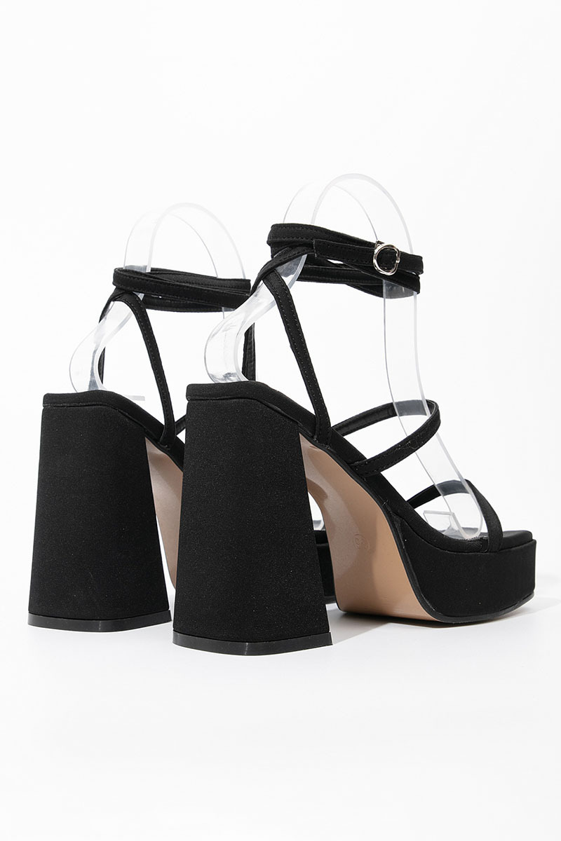 Buckle Straps Platform Block High Heel Shoes