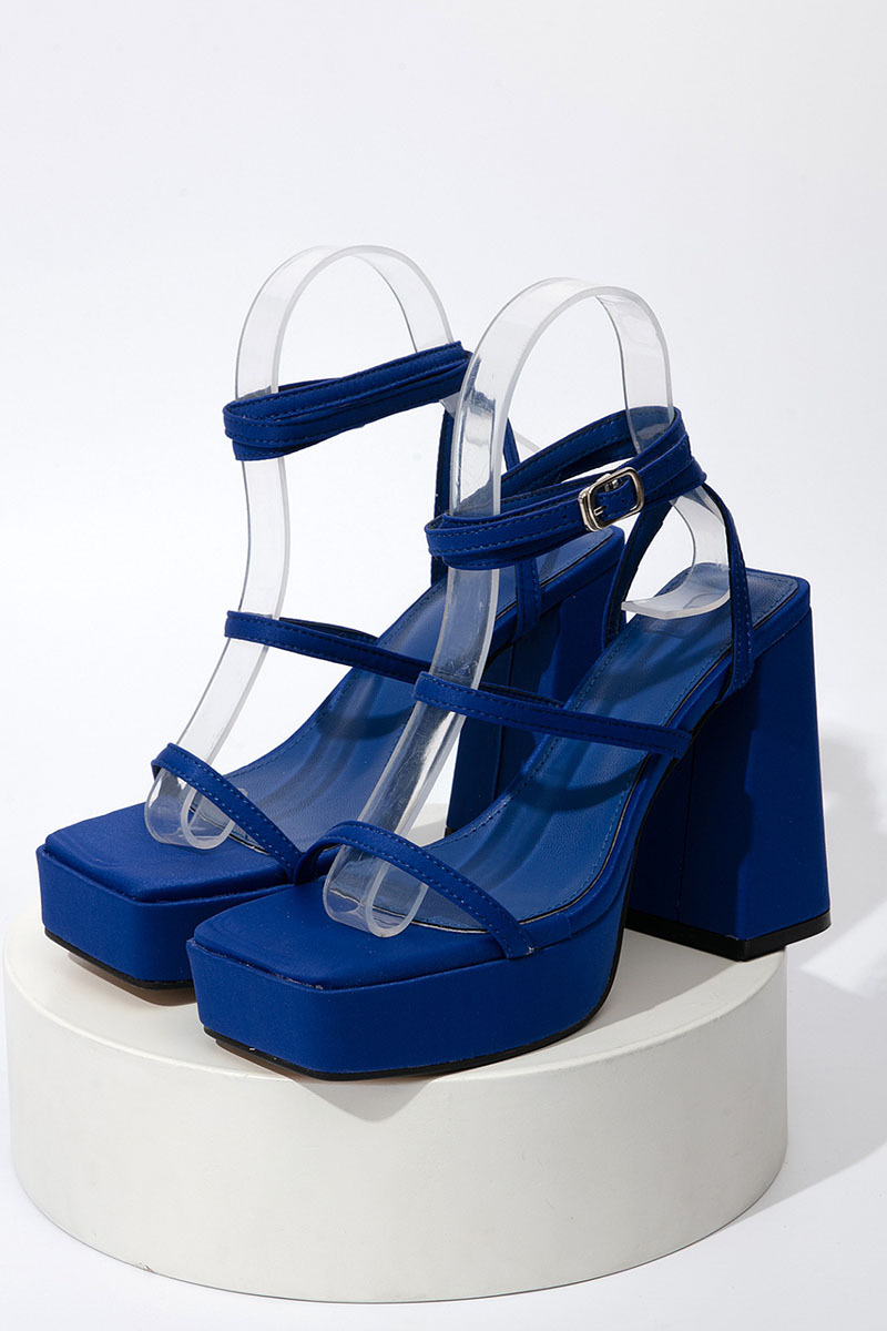 Buckle Straps Platform Block High Heel Shoes