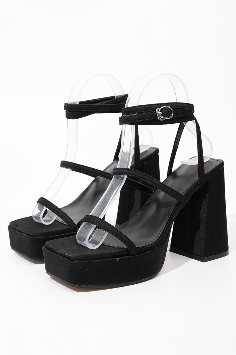 Buckle Straps Platform Block High Heel Shoes