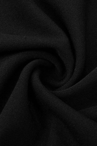 Off Shoulder Bandeau Colorblock Lettuce Trim Party Midi Dresses-Black