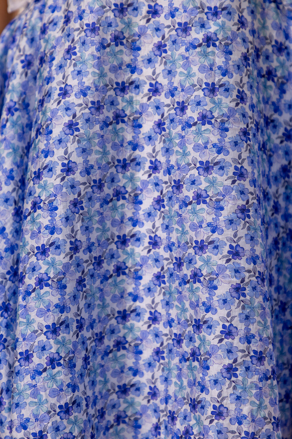 Frilled Trim Cutout Ditsy Floral Print Halter Mini Dresses-Blue [Pre Order]