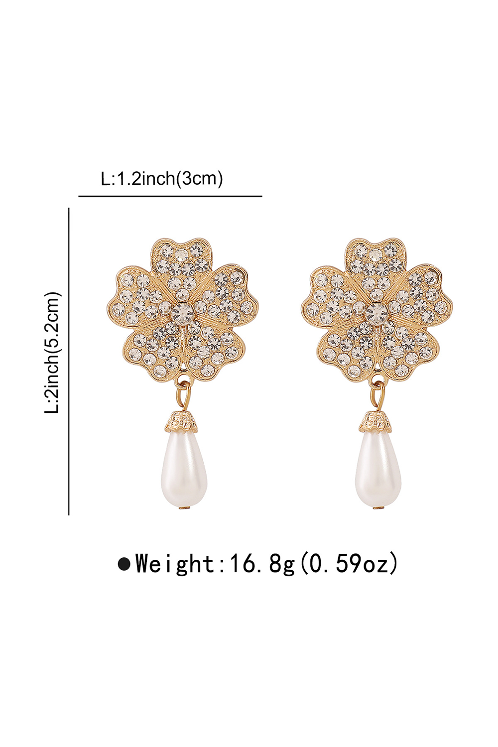 Rhinestone Floral Faux Pearls Necklace Dangle Earrings Bracelet Jewelry Set