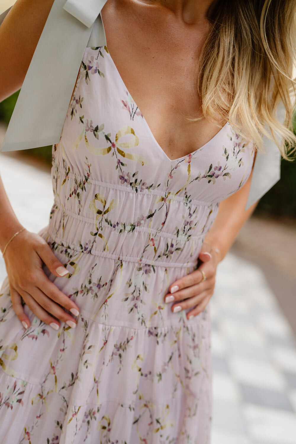 Tie Up Shoulder Straps Floral Print Maxi Dresses-LightPurple [Pre Order]